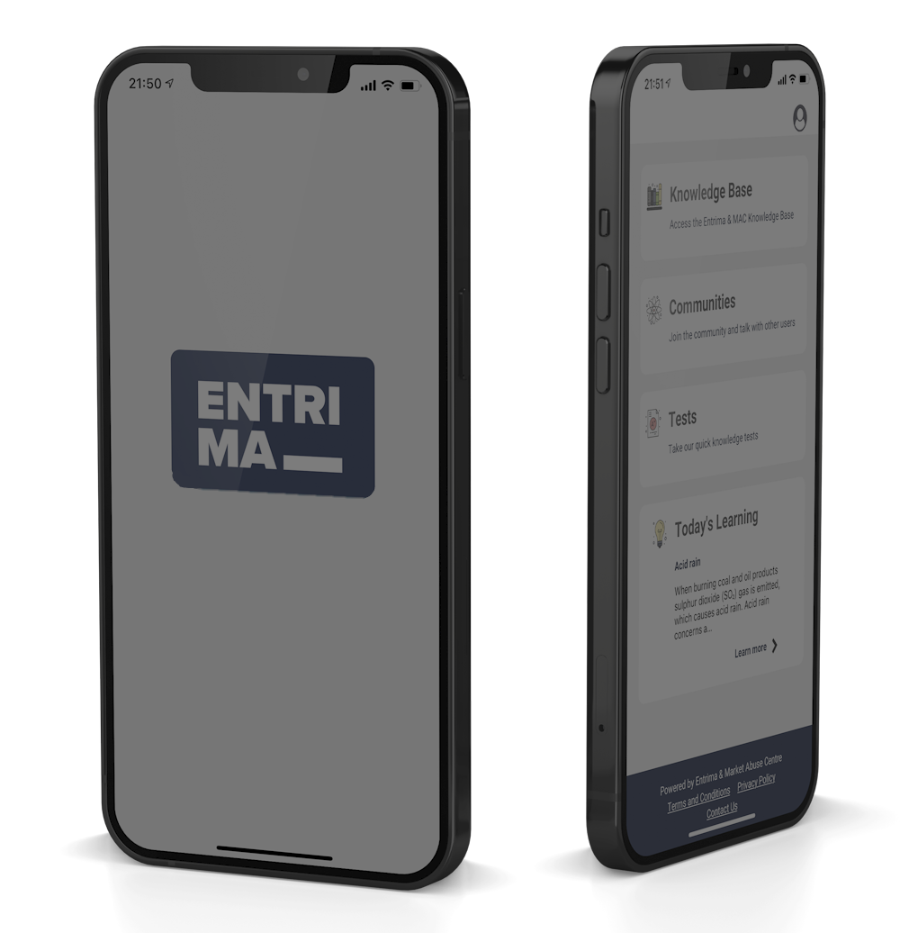 Image of the ENTRIMA app on a smartphone